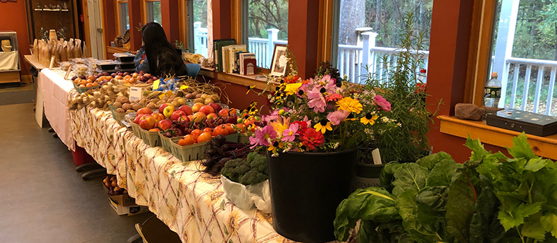 October 2022 Winter Farmers Market table at Baltimore Woods