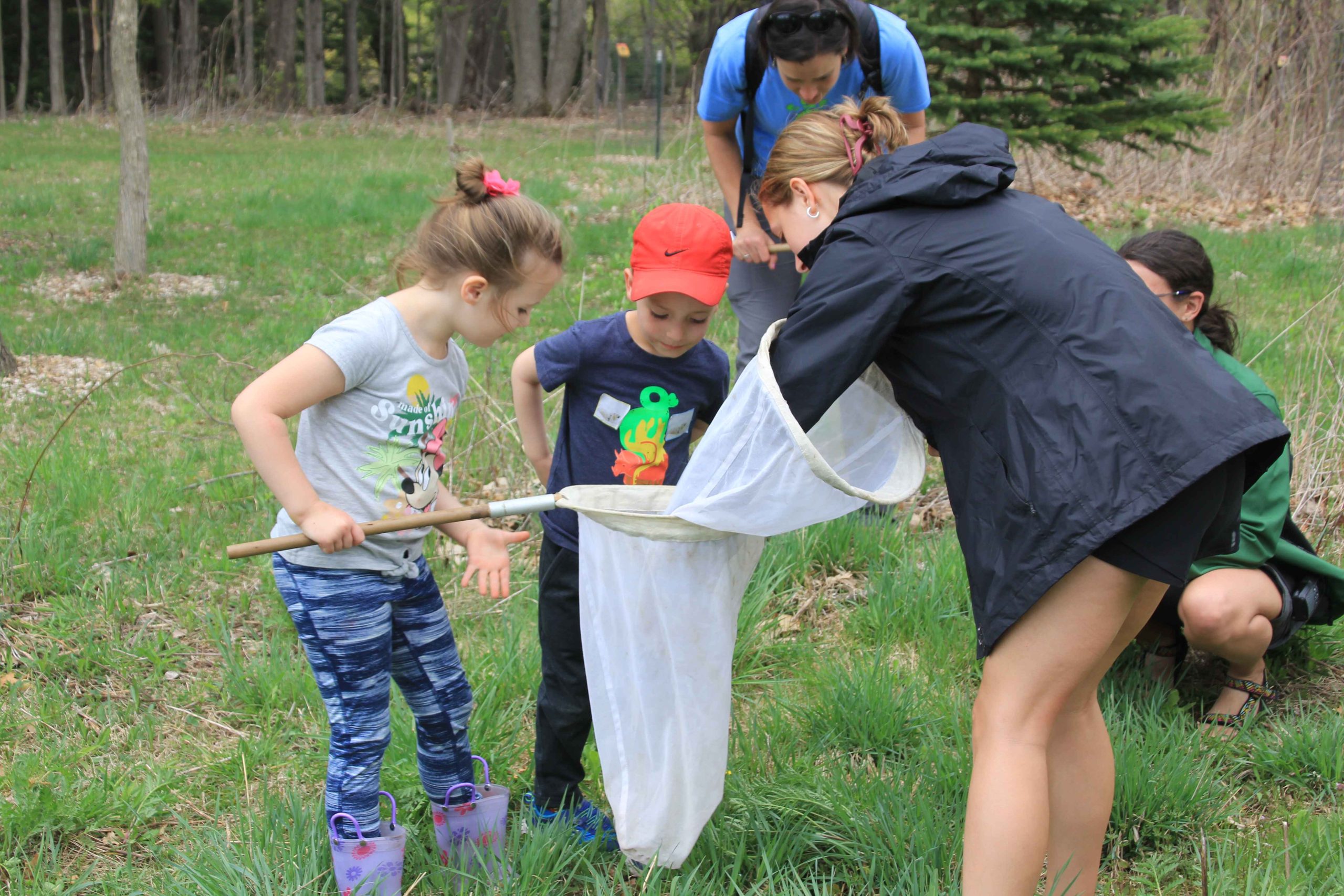 Insect catching and observation demonstration at the 2023 Earth Day Celebration at Baltimore Woods.