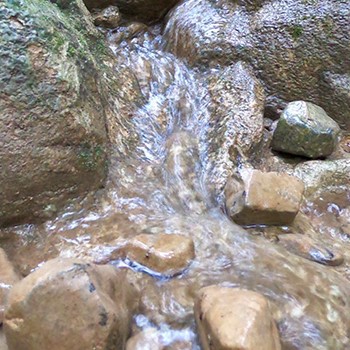 Water running through rocks in stream