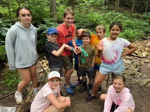 Campers outside at Baltimore Woods.