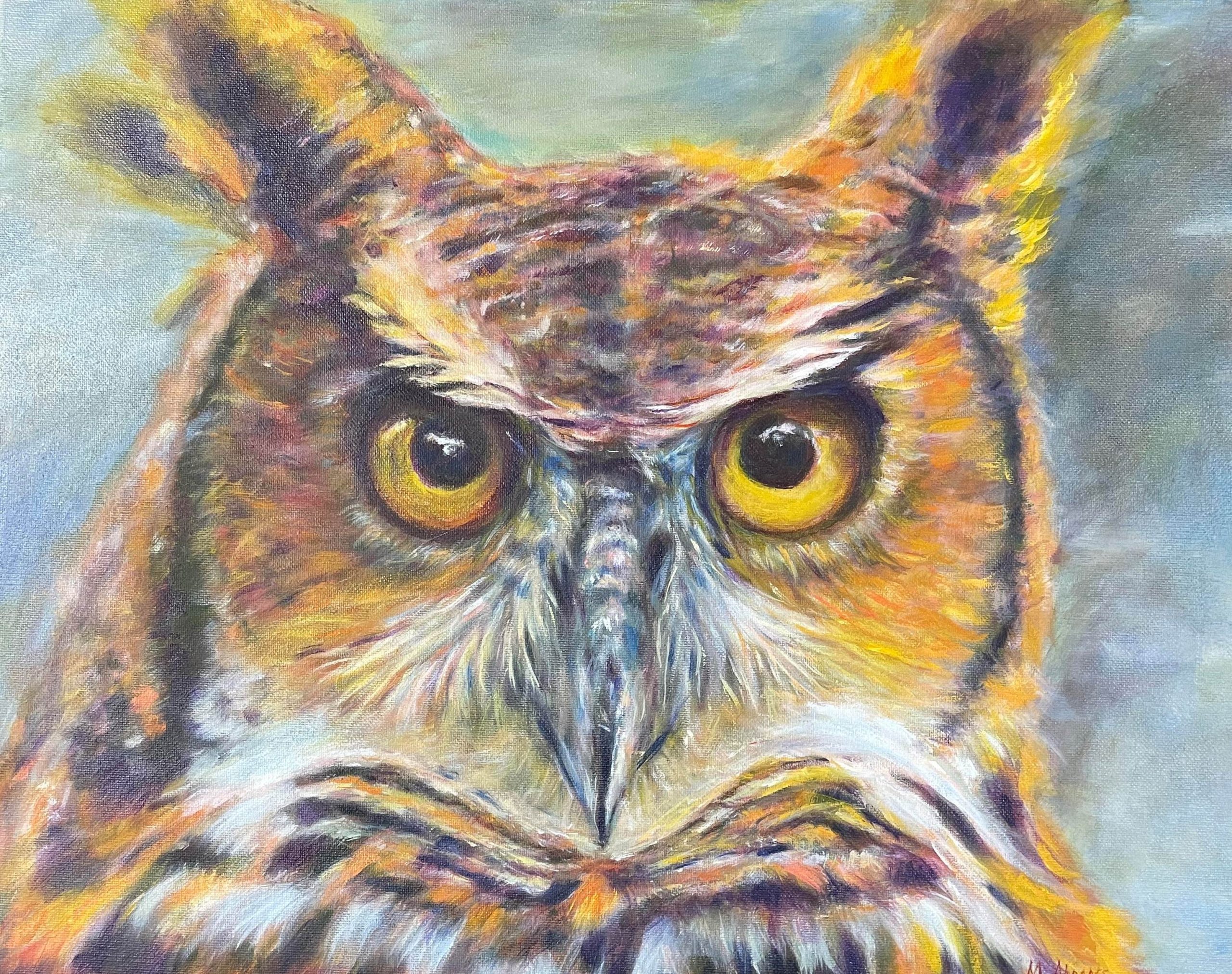 "Curious Owl" painting by Maira Abrams