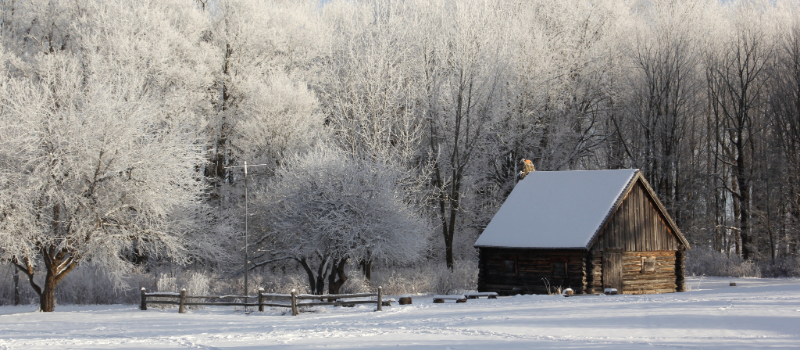 Frosty Solstice and cabin at Baltimore Woods.