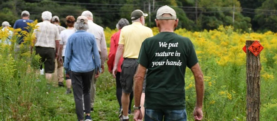 Baltimore Woods volunteers hiking new trails.