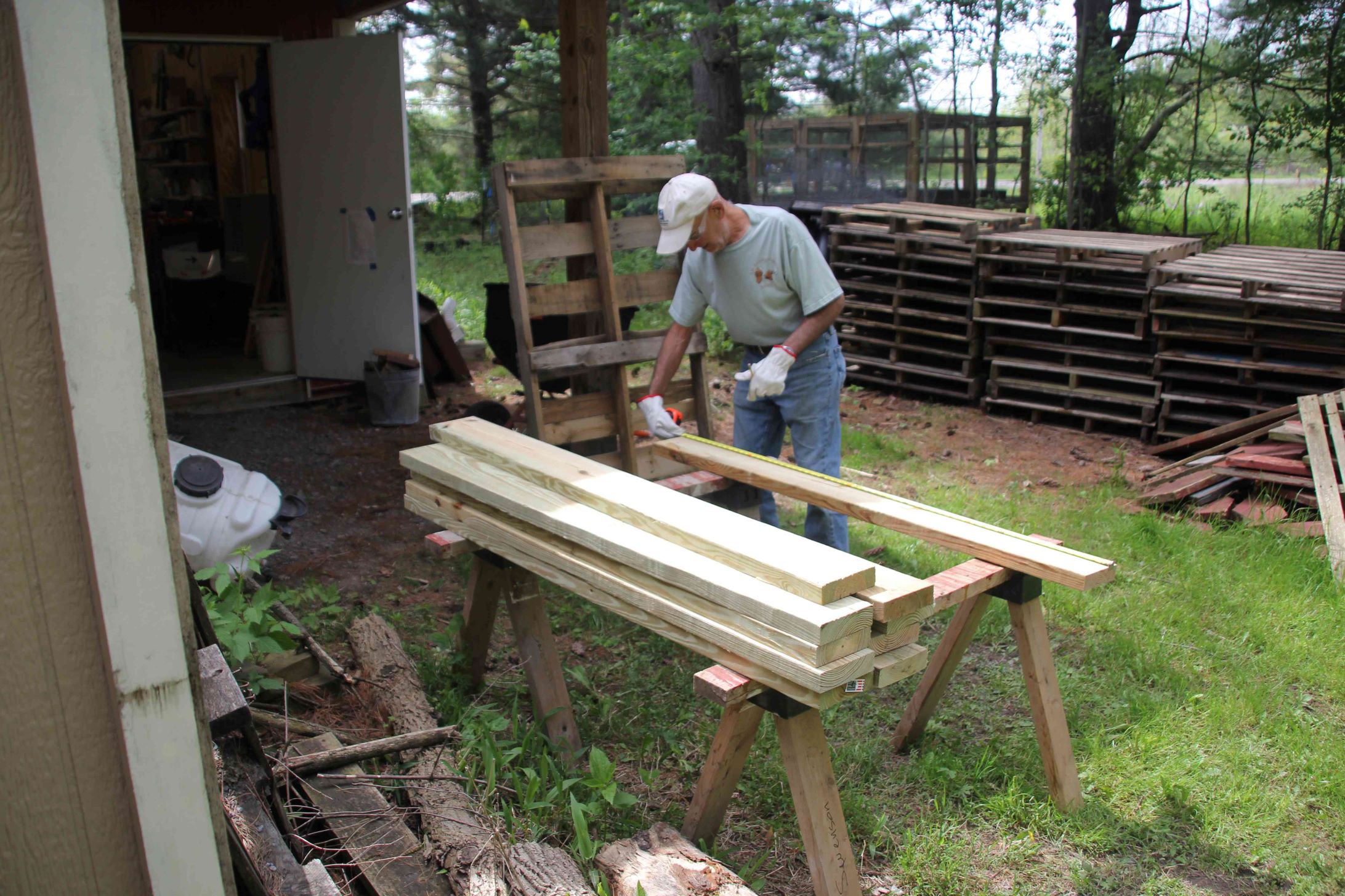 Volunteer working on a project outdoors at Baltimore Woods Nature Center.