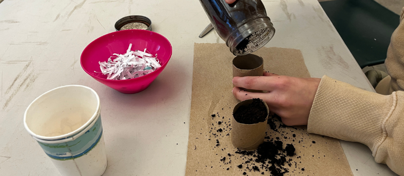 Craft being made out of recycled materials